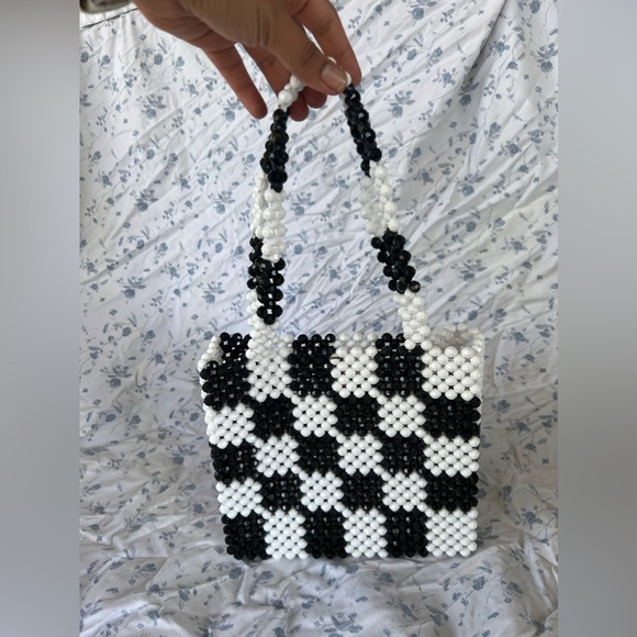 Susan Alexandra beaded black & white checkered purse - Picture 9 of 9